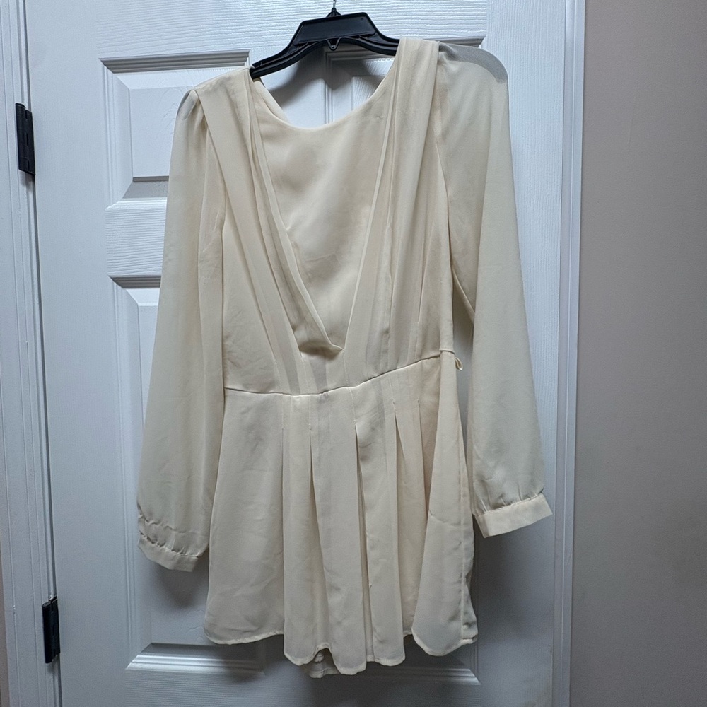 Forever 21 Cream Long Sleeve Romper